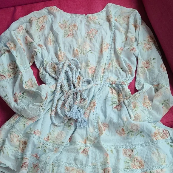 Loveshackfancy noelle floral cotton mini dress, peri XS - Picture 6 of 15